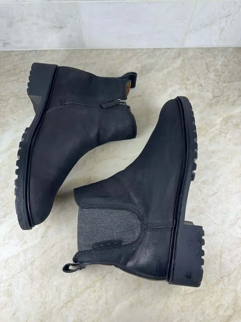 Rockport Cobb Hill Winter Chelsea Waterproof Black Leather Boots Women’s 9